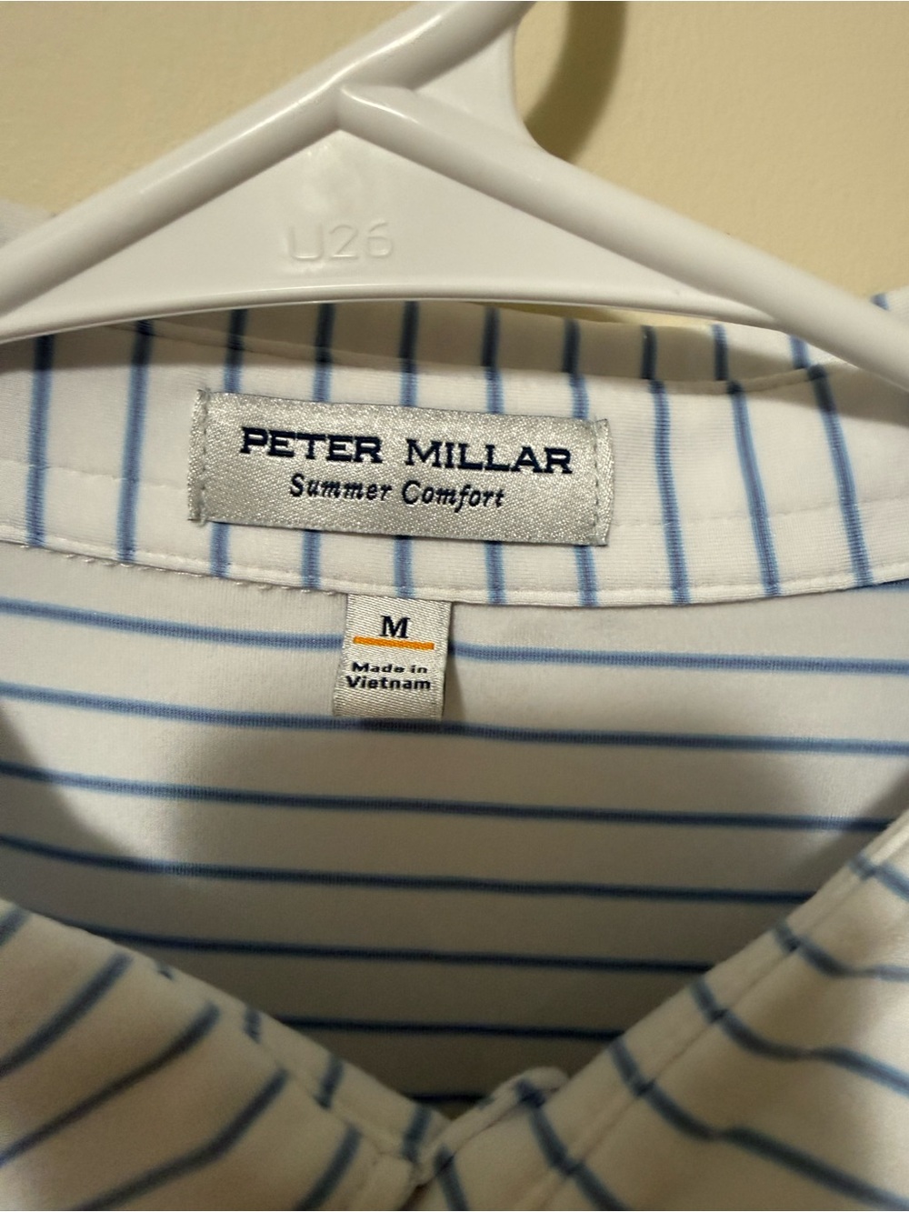 Peter Millar Men’s Light Blue Striped Polo Shirt North and South Pinehurst Logo - Picture 2 of 5